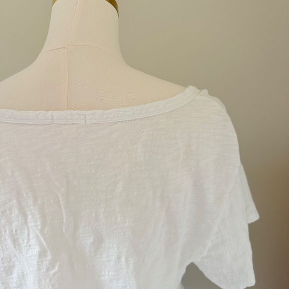 Dylan V-Neck Cotton Slub Tee in White, Sz XL - Picture 8 of 11